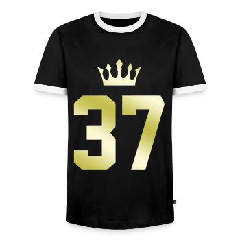 37 Couronne numérique - T-shirt contrasté Homme - noir/blanc - Devant - AI Model Female 172 light (172cm) & AI Model Male 178 light (178cm)