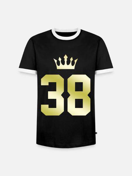 38 Number crown - Men's Ringer Shirt - black/white