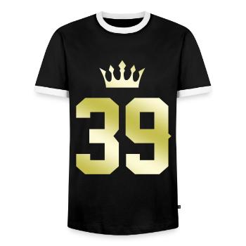 39 Couronne numérique - T-shirt contrasté Homme - noir/blanc - Devant - AI Model Female 172 light (172cm) & AI Model Male 178 light (178cm)