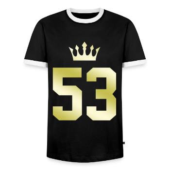 53 Couronne numérique - T-shirt contrasté Homme - noir/blanc - Devant - AI Model Female 172 light (172cm) & AI Model Male 178 light (178cm)