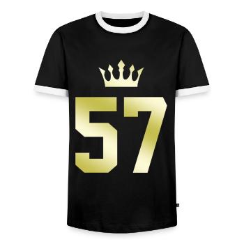 57 Couronne numérique - T-shirt contrasté Homme - noir/blanc - Devant - AI Model Female 172 light (172cm) & AI Model Male 178 light (178cm)
