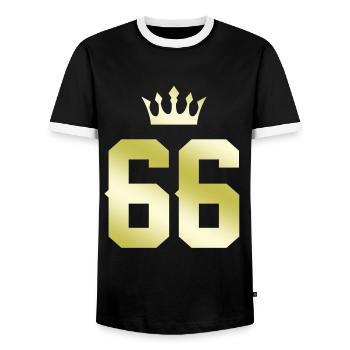 66 Couronne numérique - T-shirt contrasté Homme - noir/blanc - Devant - AI Model Female 172 light (172cm) & AI Model Male 178 light (178cm)