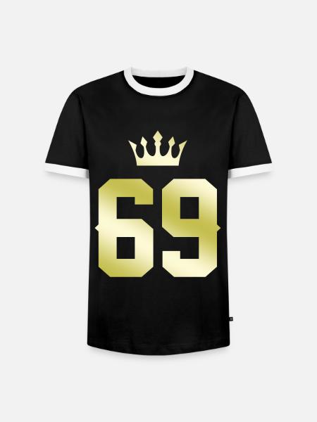 69 Zahl Krone - Männer Kontrast-T-Shirt - Schwarz/Weiß