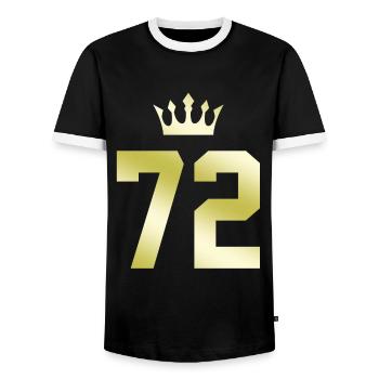 72 Zahl Krone - Männer Kontrast-T-Shirt - Schwarz/Weiß - Vorne - AI Model Female 172 light (172cm) & AI Model Male 178 light (178cm)