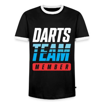 Darts Team - Männer Kontrast-T-Shirt - Schwarz/Weiß - Vorne - AI Model Female 172 light (172cm) & AI Model Male 178 light (178cm)