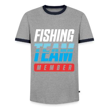 Équipe de pêche - T-shirt contrasté Homme - gris/marine  - Devant - AI Model Female 172 light (172cm) & AI Model Male 178 light (178cm)