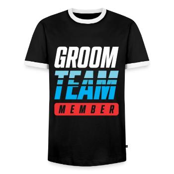 Groom Team - Men's Ringer Shirt - black/white - Front - AI Model Female 172 light (172cm) & AI Model Male 178 light (178cm)