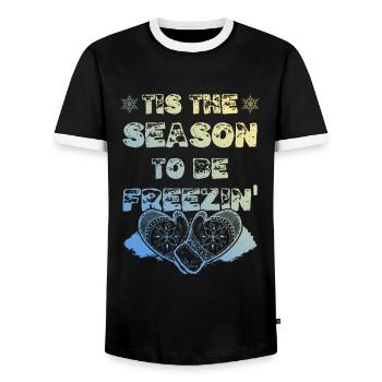 Winter Season - Men's Ringer Shirt - black/white - Front - AI Model Female 172 light (172cm) & AI Model Male 178 light (178cm)