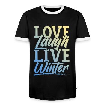 Love Live Winter - Men's Ringer Shirt - black/white - Front - AI Model Female 172 light (172cm) & AI Model Male 178 light (178cm)
