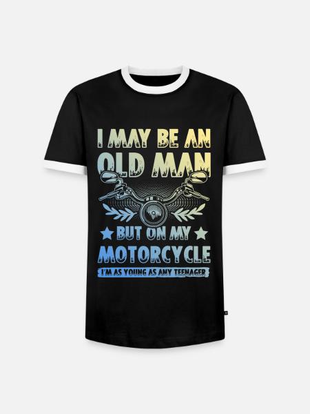 Motorcycle old man - Men's Ringer Shirt - black/white