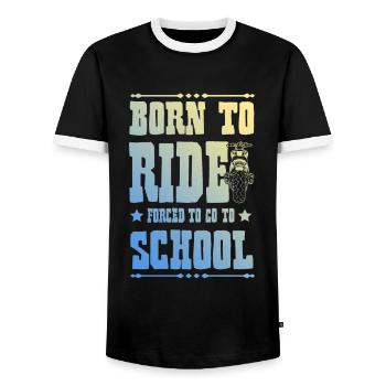 Ride Motorcycle - Men's Ringer Shirt - black/white - Front - AI Model Female 172 light (172cm) & AI Model Male 178 light (178cm)