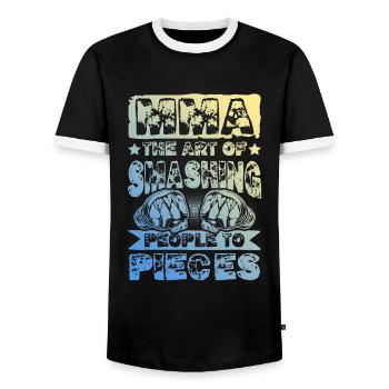 Mma Mixed matrial arts - Men's Ringer Shirt - black/white - Front - AI Model Female 172 light (172cm) & AI Model Male 178 light (178cm)
