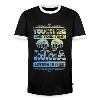 Mma Mixed matrial arts - Men's Ringer Shirt - black/white - Front - AI Model Female 172 light (172cm) & AI Model Male 178 light (178cm)