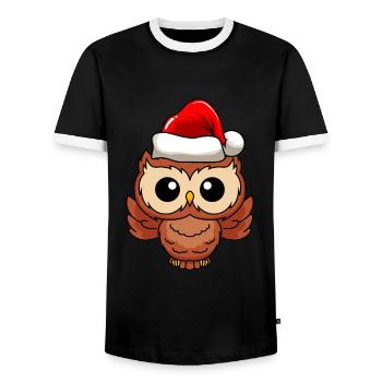 Chouette BD Noël - T-shirt contrasté Homme - noir/blanc - Devant - AI Model Female 172 light (172cm) & AI Model Male 178 light (178cm)