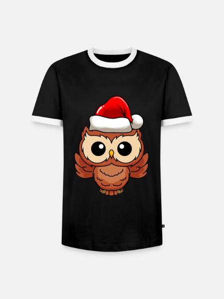 Eule Comic Weihnachten - Männer Kontrast-T-Shirt - Schwarz/Weiß