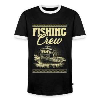 Fishing Crew - Men's Ringer Shirt - black/white - Front - AI Model Female 172 light (172cm) & AI Model Male 178 light (178cm)