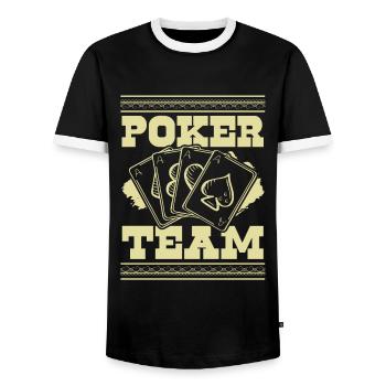 Équipe de poker - T-shirt contrasté Homme - noir/blanc - Devant - AI Model Female 172 light (172cm) & AI Model Male 178 light (178cm)
