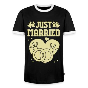 Just Married - Männer Kontrast-T-Shirt - Schwarz/Weiß - Vorne - AI Model Female 172 light (172cm) & AI Model Male 178 light (178cm)