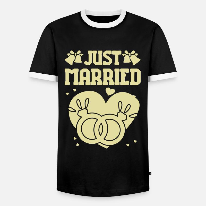 Just Married - Men's Ringer Shirt - black/white