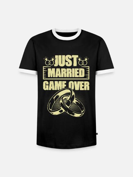 Just Married Game over - Men's Ringer Shirt - black/white