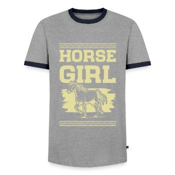 Horse Girl - Men's Ringer Shirt - grey/navy  - Front - AI Model Female 172 light (172cm) & AI Model Male 178 light (178cm)