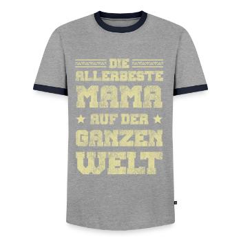 Beste Mama der Welt - Männer Kontrast-T-Shirt - Grau/Navy  - Vorne - AI Model Female 172 light (172cm) & AI Model Male 178 light (178cm)