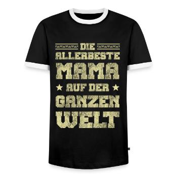 Beste Mama der Welt - Männer Kontrast-T-Shirt - Schwarz/Weiß - Vorne - AI Model Female 172 light (172cm) & AI Model Male 178 light (178cm)