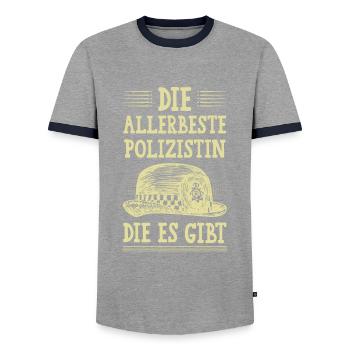 Allerbeste Polizistin - Männer Kontrast-T-Shirt - Grau/Navy  - Vorne - AI Model Female 172 light (172cm) & AI Model Male 178 light (178cm)