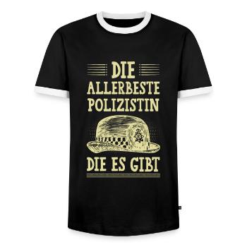Allerbeste Polizistin - Männer Kontrast-T-Shirt - Schwarz/Weiß - Vorne - AI Model Female 172 light (172cm) & AI Model Male 178 light (178cm)