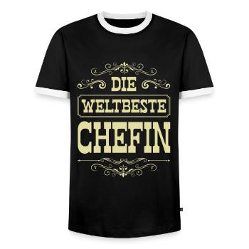 Weltbeste Chefin - Männer Kontrast-T-Shirt - Schwarz/Weiß - Vorne - AI Model Female 172 light (172cm) & AI Model Male 178 light (178cm)