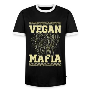 Vegan Mafia - Männer Kontrast-T-Shirt - Schwarz/Weiß - Vorne - AI Model Female 172 light (172cm) & AI Model Male 178 light (178cm)