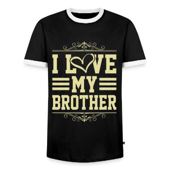 J’aime mon frère - T-shirt contrasté Homme - noir/blanc - Devant - AI Model Female 172 light (172cm) & AI Model Male 178 light (178cm)