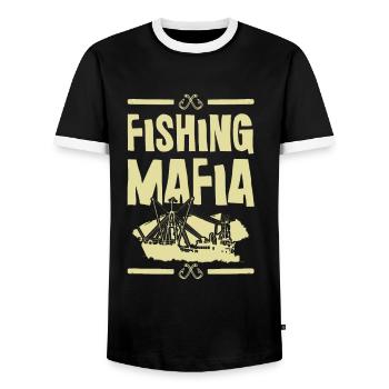 Fishing Mafia - Männer Kontrast-T-Shirt - Schwarz/Weiß - Vorne - AI Model Female 172 light (172cm) & AI Model Male 178 light (178cm)