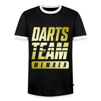 Darts Team - Männer Kontrast-T-Shirt - Schwarz/Weiß - Vorne - AI Model Female 172 light (172cm) & AI Model Male 178 light (178cm)