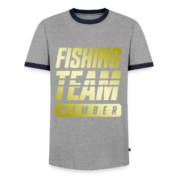 Équipe de pêche - T-shirt contrasté Homme - gris/marine  - Devant - AI Model Female 172 light (172cm) & AI Model Male 178 light (178cm)