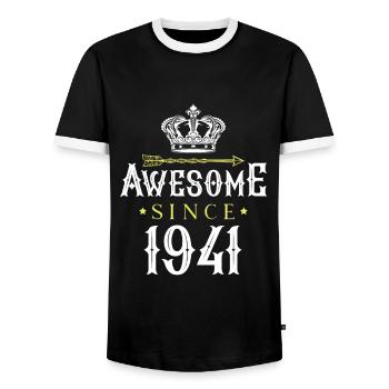 Awesome Since (1941) - Men's Ringer Shirt - black/white - Front - AI Model Female 172 light (172cm) & AI Model Male 178 light (178cm)