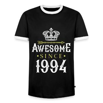 1994 awesome since - Männer Kontrast-T-Shirt - Schwarz/Weiß - Vorne - AI Model Female 172 light (172cm) & AI Model Male 178 light (178cm)
