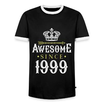 1999 awesome since - Men's Ringer Shirt - black/white - Front - AI Model Female 172 light (172cm) & AI Model Male 178 light (178cm)
