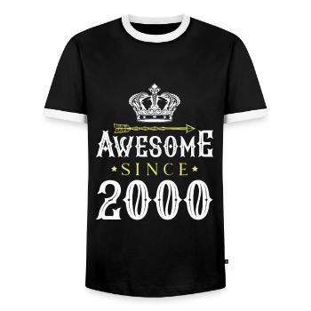 2000 awesome since - Männer Kontrast-T-Shirt - Schwarz/Weiß - Vorne - AI Model Female 172 light (172cm) & AI Model Male 178 light (178cm)