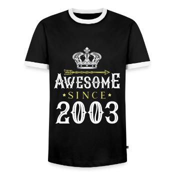 2003 génial depuis - T-shirt contrasté Homme - noir/blanc - Devant - AI Model Female 172 light (172cm) & AI Model Male 178 light (178cm)
