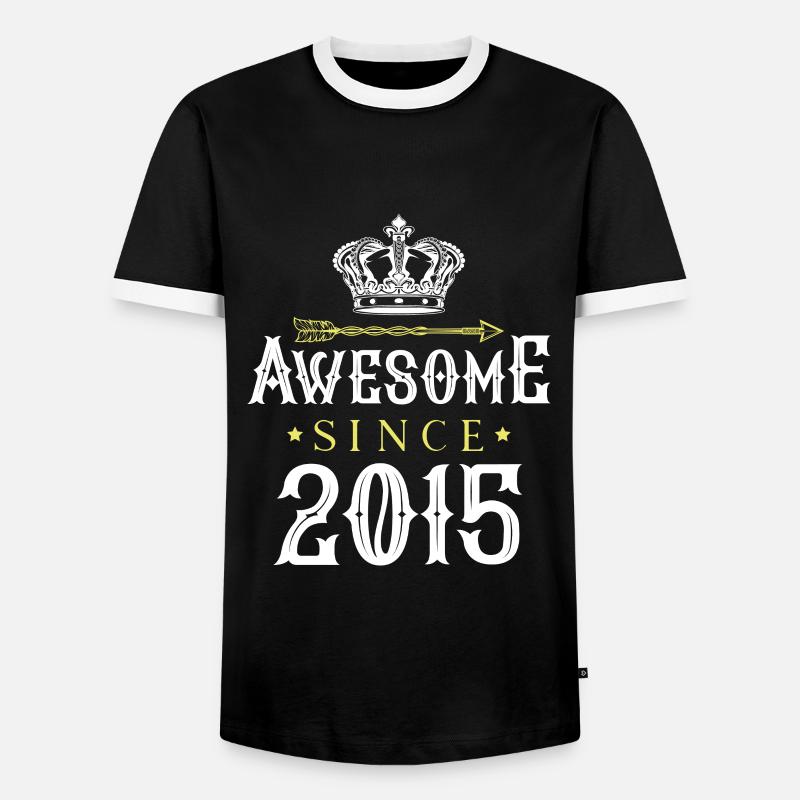 2015 awesome since - Men's Ringer Shirt - black/white
