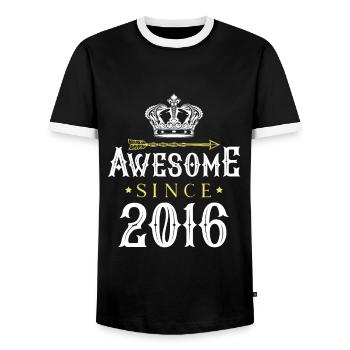 2016 awesome since - Männer Kontrast-T-Shirt - Schwarz/Weiß - Vorne - AI Model Female 172 light (172cm) & AI Model Male 178 light (178cm)