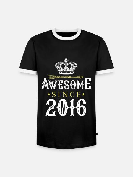 2016 awesome since - Men's Ringer Shirt - black/white