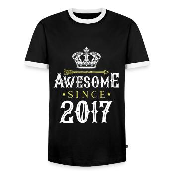 2017 awesome since - Men's Ringer Shirt - black/white - Front - AI Model Female 172 light (172cm) & AI Model Male 178 light (178cm)