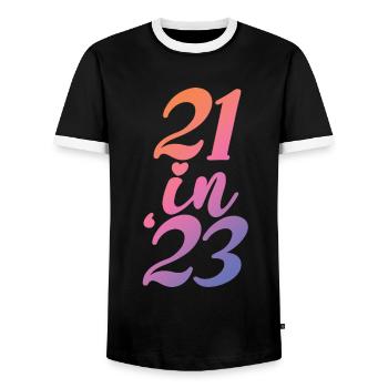 Cadeau 21e anniversaire 21 ans Hommes & Femmes - T-shirt contrasté Homme - noir/blanc - Devant - AI Model Female 172 light (172cm) & AI Model Male 178 light (178cm)