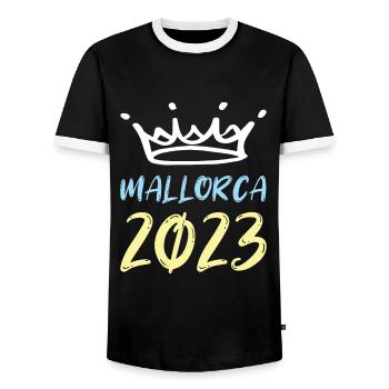 Mallorca 2023 - Men's Ringer Shirt - black/white - Front - AI Model Female 172 light (172cm) & AI Model Male 178 light (178cm)