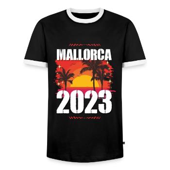 Majorque 2023 - T-shirt contrasté Homme - noir/blanc - Devant - AI Model Female 172 light (172cm) & AI Model Male 178 light (178cm)