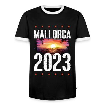 Majorque 2023 - T-shirt contrasté Homme - noir/blanc - Devant - AI Model Female 172 light (172cm) & AI Model Male 178 light (178cm)