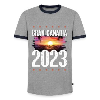 Grande Canarie 2023 (Garantie du prix le plus bas) - T-shirt contrasté Homme - gris/marine  - Devant - AI Model Female 172 light (172cm) & AI Model Male 178 light (178cm)