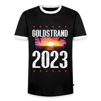 Sables d’or 2023 (Garantie du prix le plus bas) - T-shirt contrasté Homme - noir/blanc - Devant - AI Model Female 172 light (172cm) & AI Model Male 178 light (178cm)